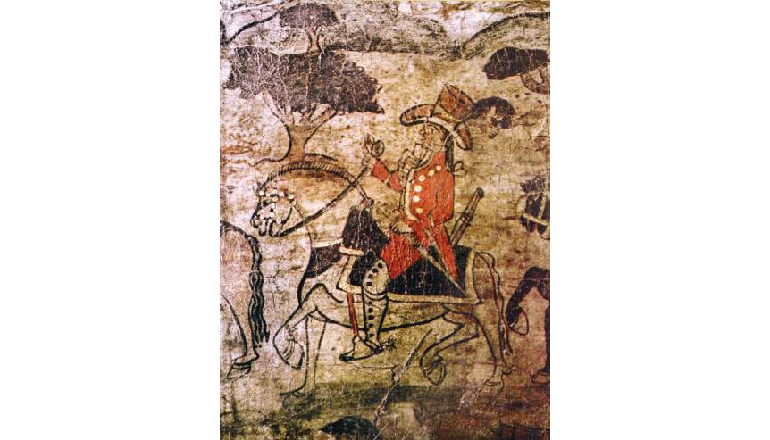 Retrato de Túpac Amaru en La Victoria de Sangarara, pintura sobre cuero atribuida a Tadeo Escalante (inicios del siglo XIX). Imagen: lum.cultura.pe